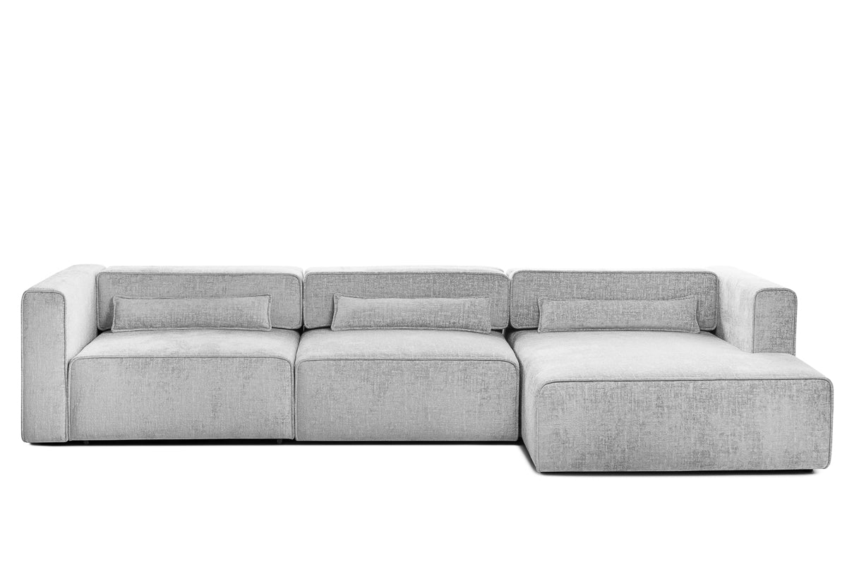 Colțar Extensibil 5 locuri ZANETTO, cu ladă de depozitare, 340x160x70 cm, #color_Gri-Argintiu-Onyx