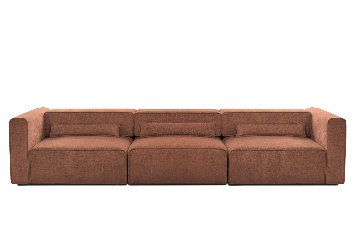 Canapea Extensibilă 4 locuri ZANETTO, cu 3 lăzi depozitare, 340x100x70 cm, #color_Bordeaux-Onyx