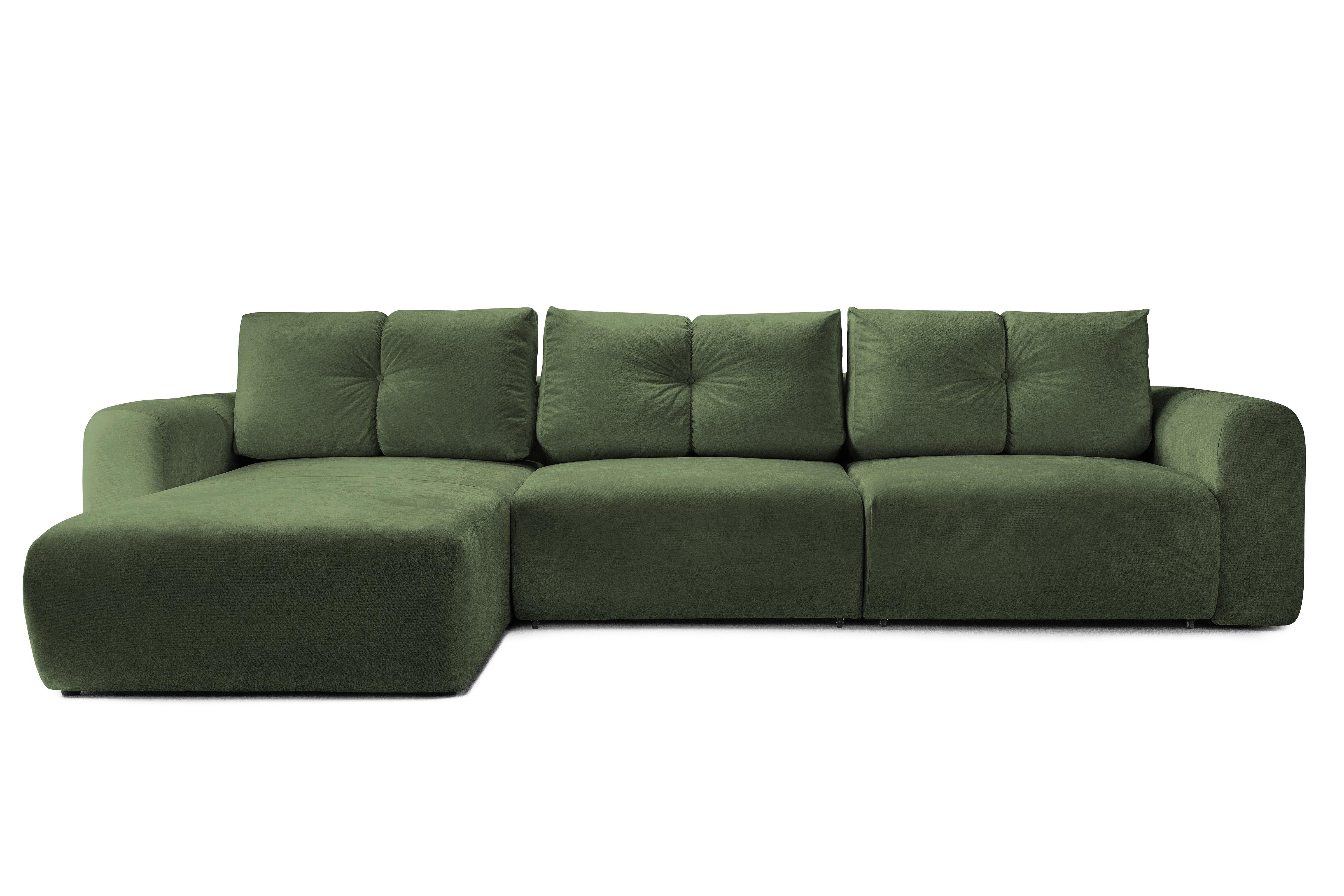 Colțar Extensibil GEORGIA, cu 2 lăzi depozitare, șezlong interschimbabil, 348x190x87 cm, #color_Verde-Havana