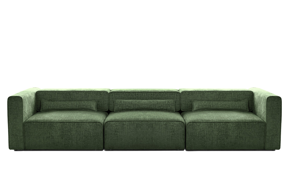 Canapea Extensibilă 4 locuri ZANETTO, cu 3 lăzi depozitare, 340x100x70 cm, #color_Verde-Onyx