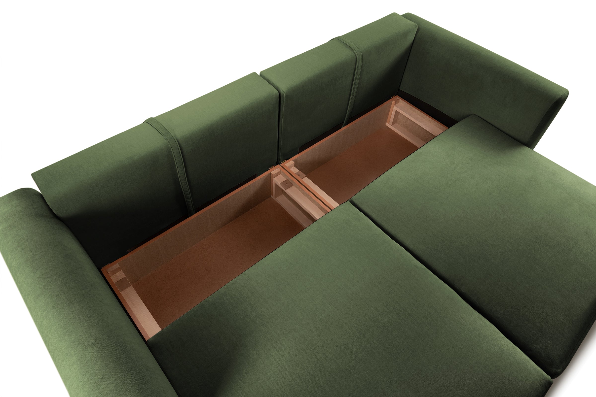 Canapea Extensibilă 3 locuri SAMBA, cu 2 lăzi depozitare, 242x127x90 cm, #Color_Verde-Vogue