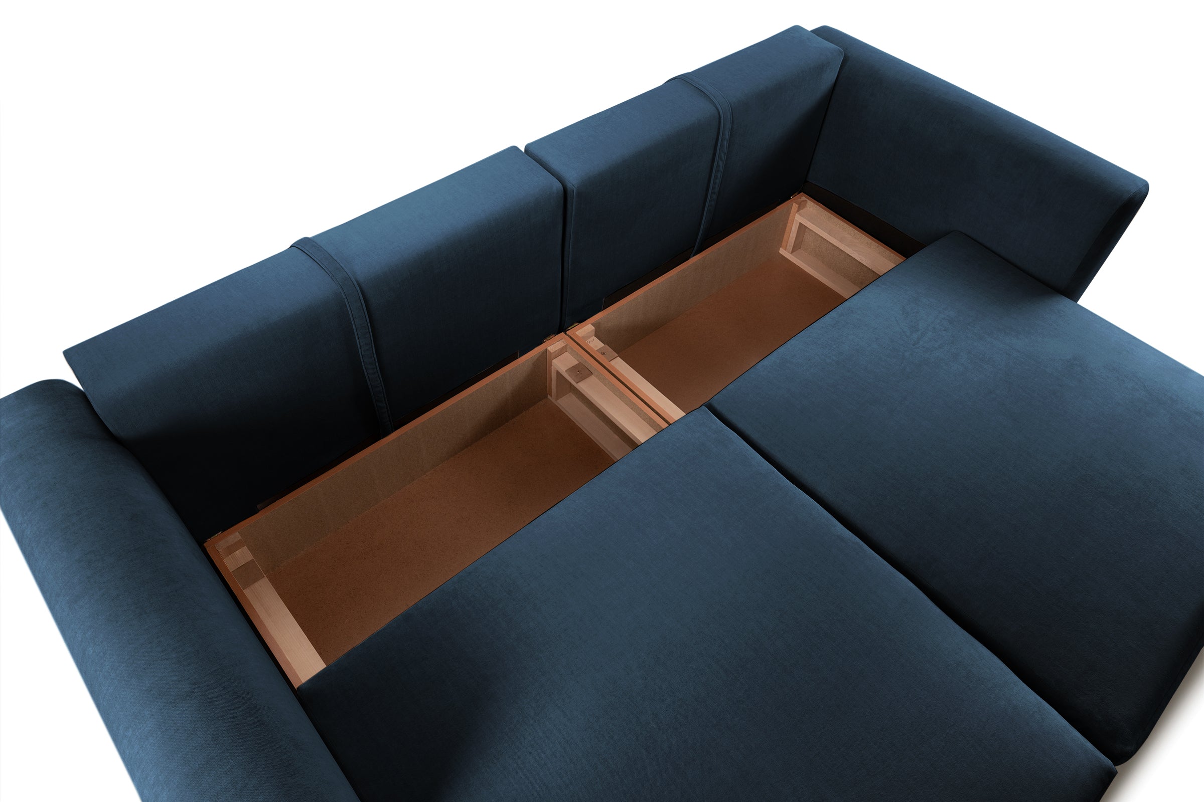 Canapea Extensibilă 3 locuri SAMBA, cu 2 lăzi depozitare, 242x127x90 cm, #Color_Albastru-Vogue