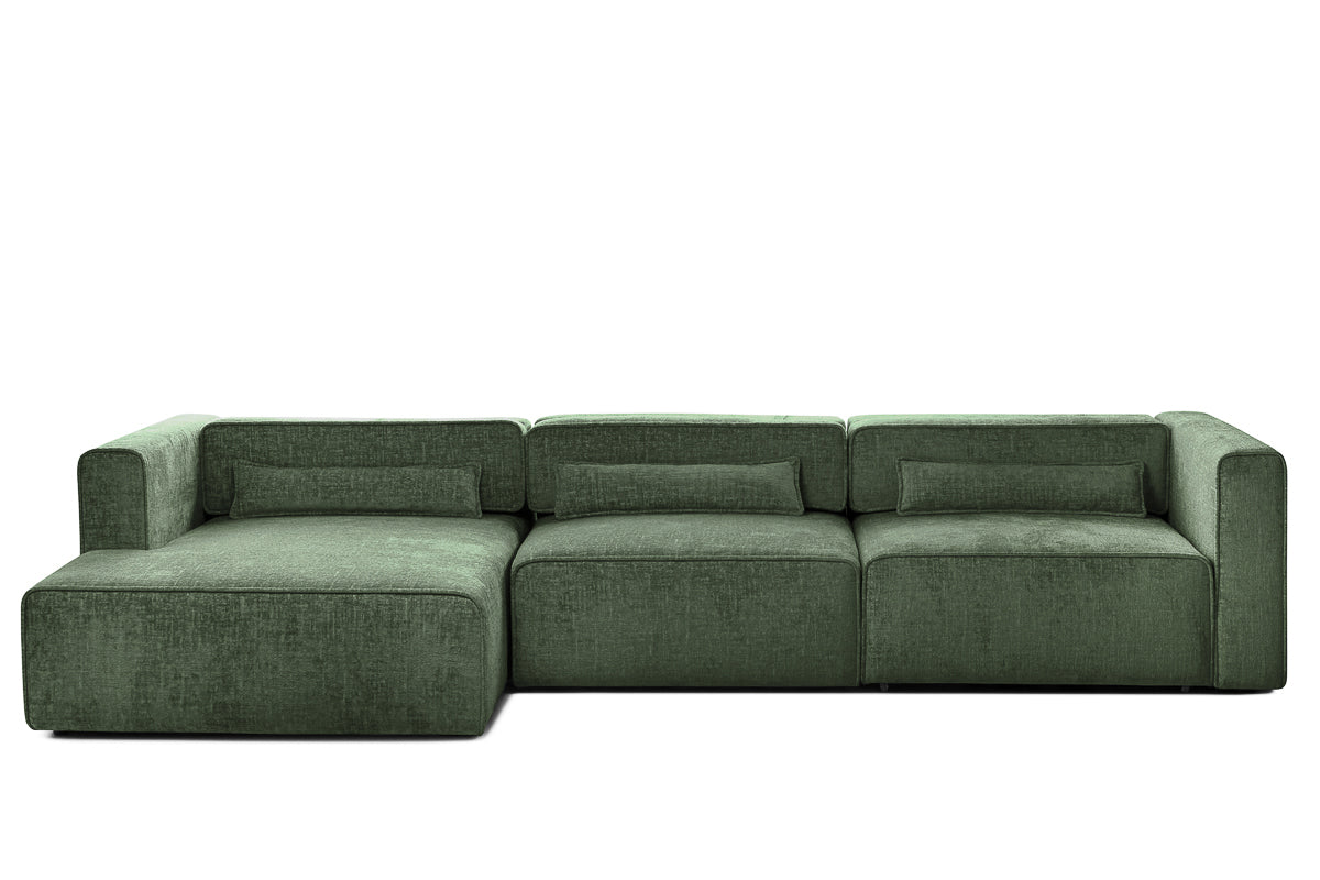 Colțar Extensibil 5 locuri ZANETTO, cu ladă de depozitare, 340x160x70 cm, #color_Verde-Onyx