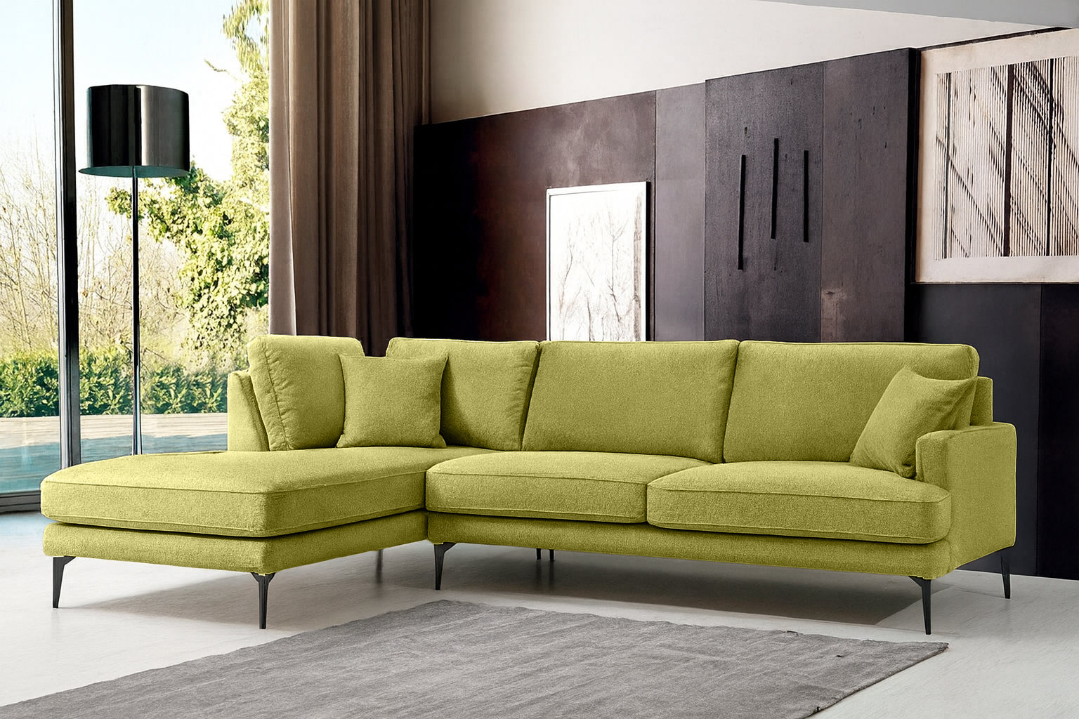 Colțar Fix AZURRO, cu ladă de depozitare, 280x90/180x85 cm - Prestigehome.ro - Colțar - Prestige #color_Verde-Olive-Mystery