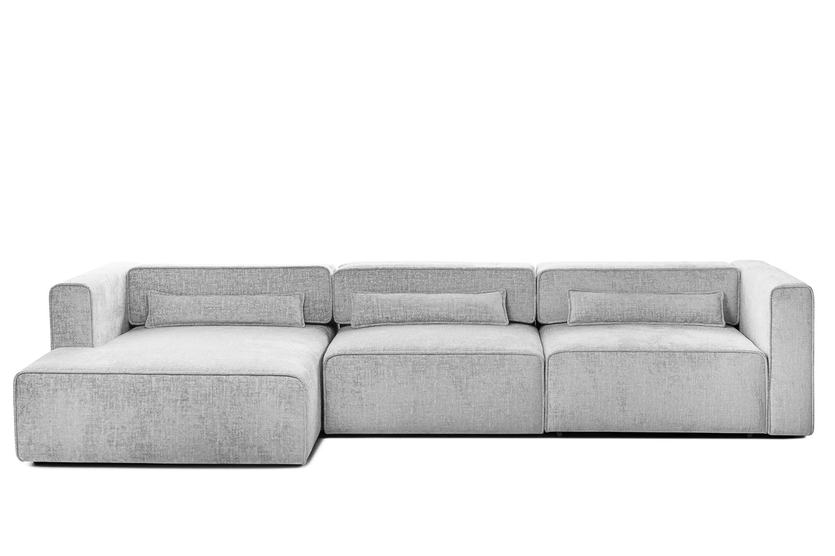 Colțar Extensibil 5 locuri ZANETTO, cu ladă de depozitare, 340x160x70 cm, #color_Gri-Argintiu-Onyx