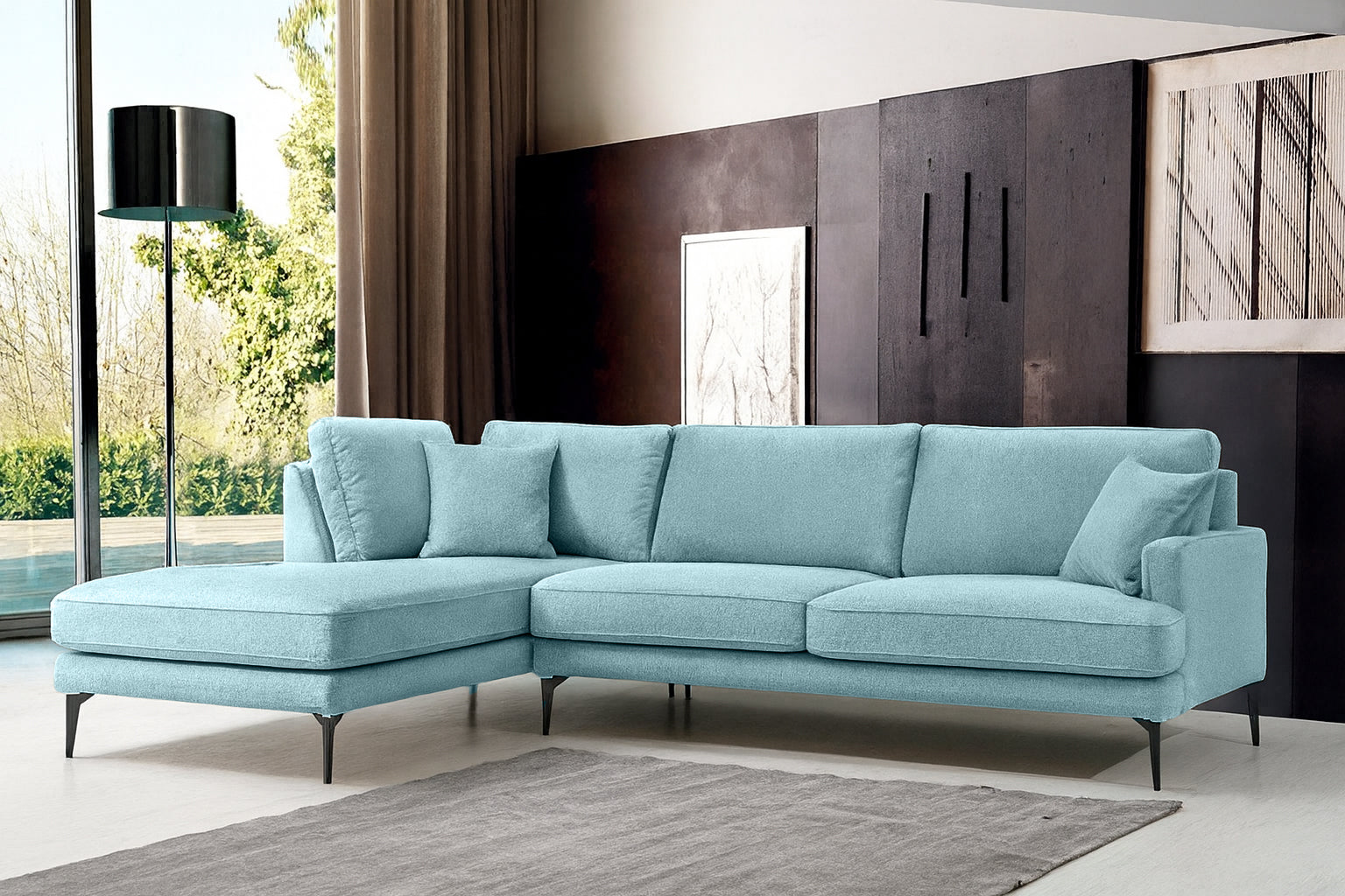 Colțar Fix AZURRO, cu ladă de depozitare, 280x90/180x85 cm - Prestigehome.ro - Colțar - Prestige #color_Albastru-Mystery