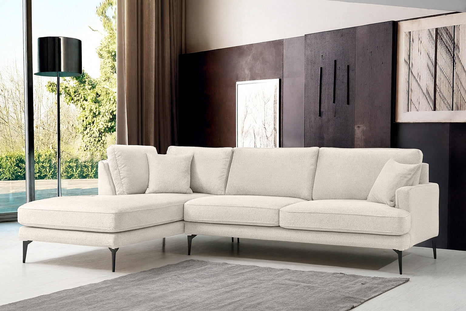 Colțar Fix AZURRO, cu ladă de depozitare, 280x90/180x85 cm - Prestigehome.ro - Colțar - Prestige #color_Crem-Mystery