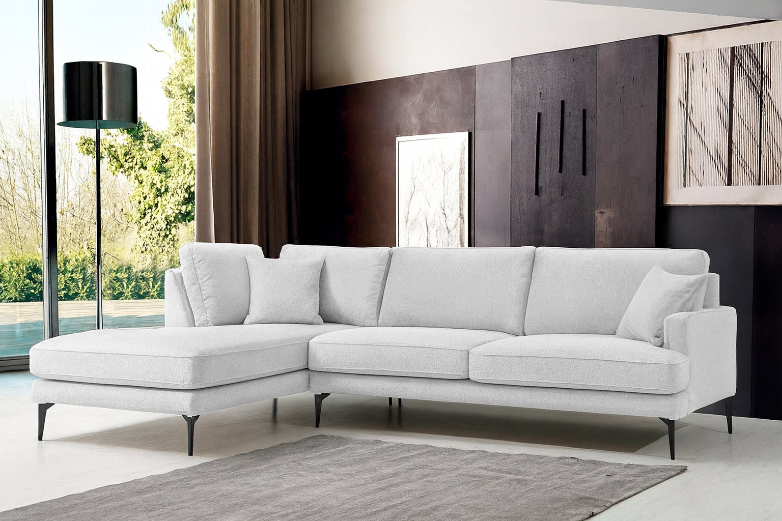 Colțar Fix AZURRO, cu ladă de depozitare, 280x90/180x85 cm - Prestigehome.ro - Colțar - Prestige #color_Gri-Argintiu-Mystery