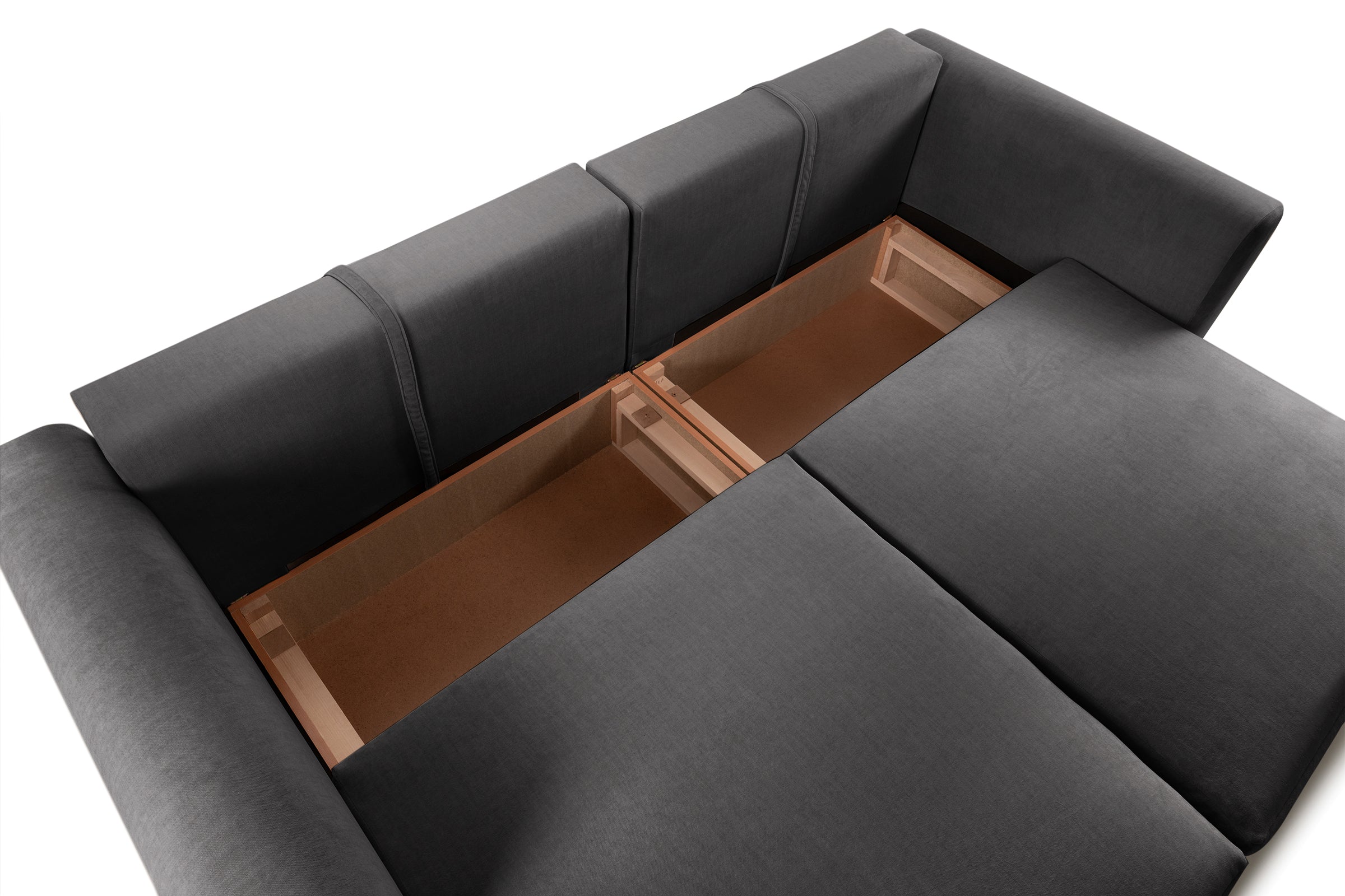 Canapea Extensibilă 3 locuri SAMBA, cu 2 lăzi depozitare, 242x127x90 cm, #Color_Gri-Vogue