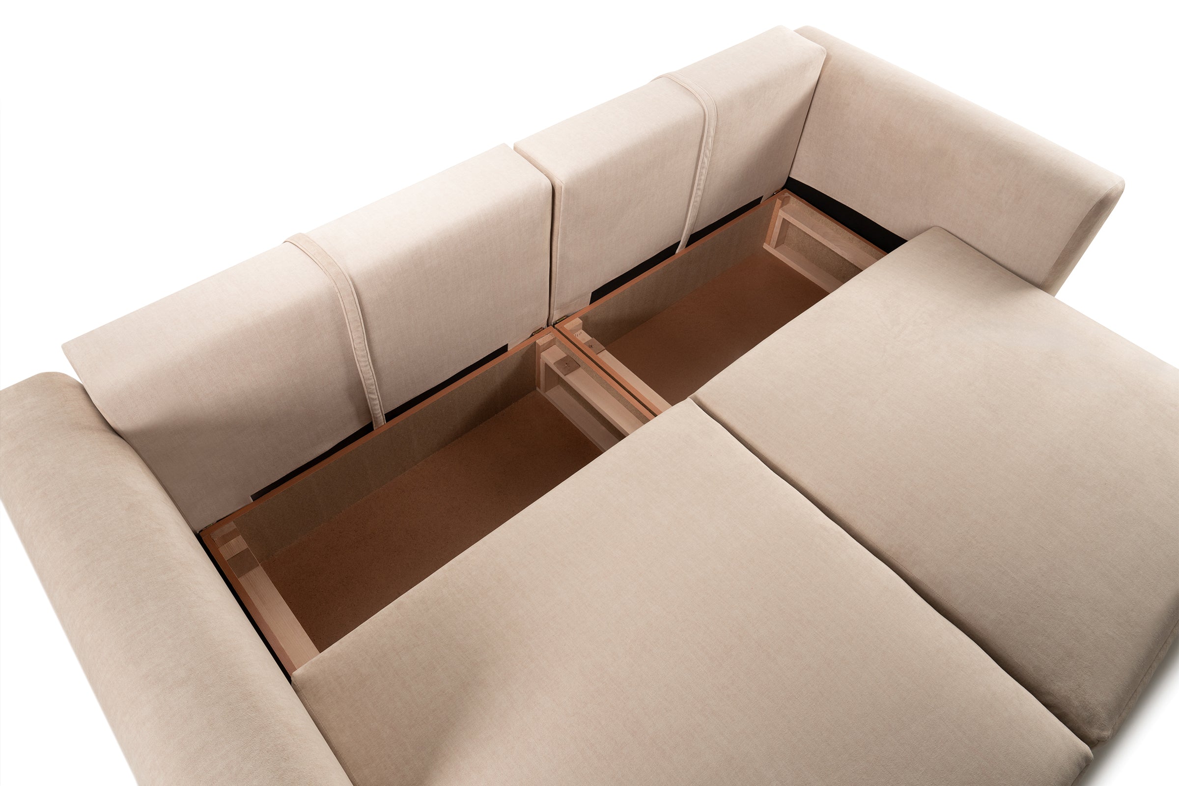 Canapea Extensibilă 3 locuri SAMBA, cu 2 lăzi depozitare, 242x127x90 cm, #Color_Bej-Vogue