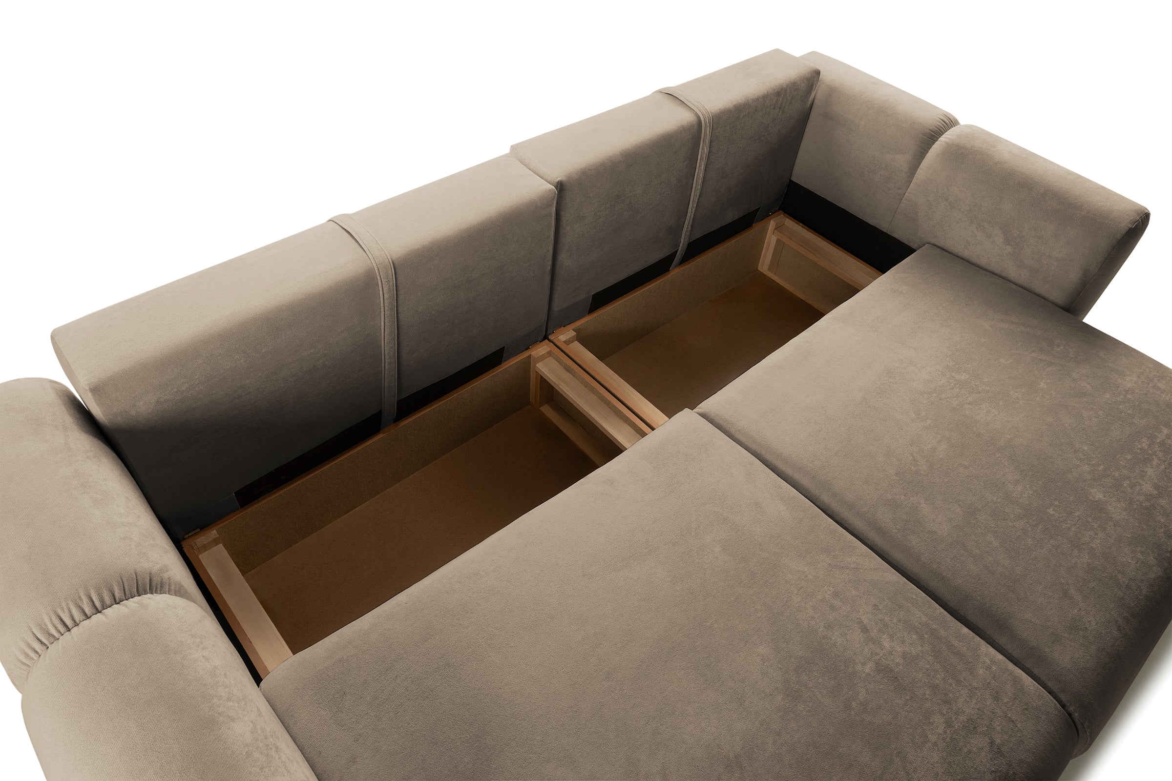 Canapea Extensibilă 3 locuri GEORGIA, cu 2 lăzi depozitare, 248x110x90 cm #color_Cafe-Havana