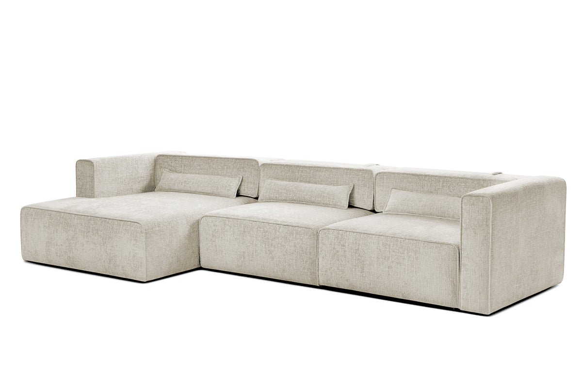 Colțar Extensibil 5 locuri ZANETTO, cu ladă de depozitare, 340x160x70 cm, #color_Crem-Onyx