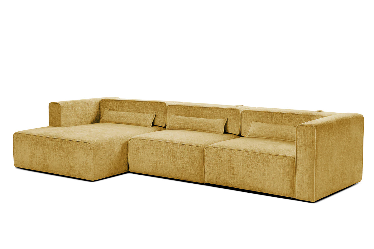 Colțar Extensibil 5 locuri ZANETTO, cu ladă de depozitare, 340x160x70 cm, #color_Galben-Onyx