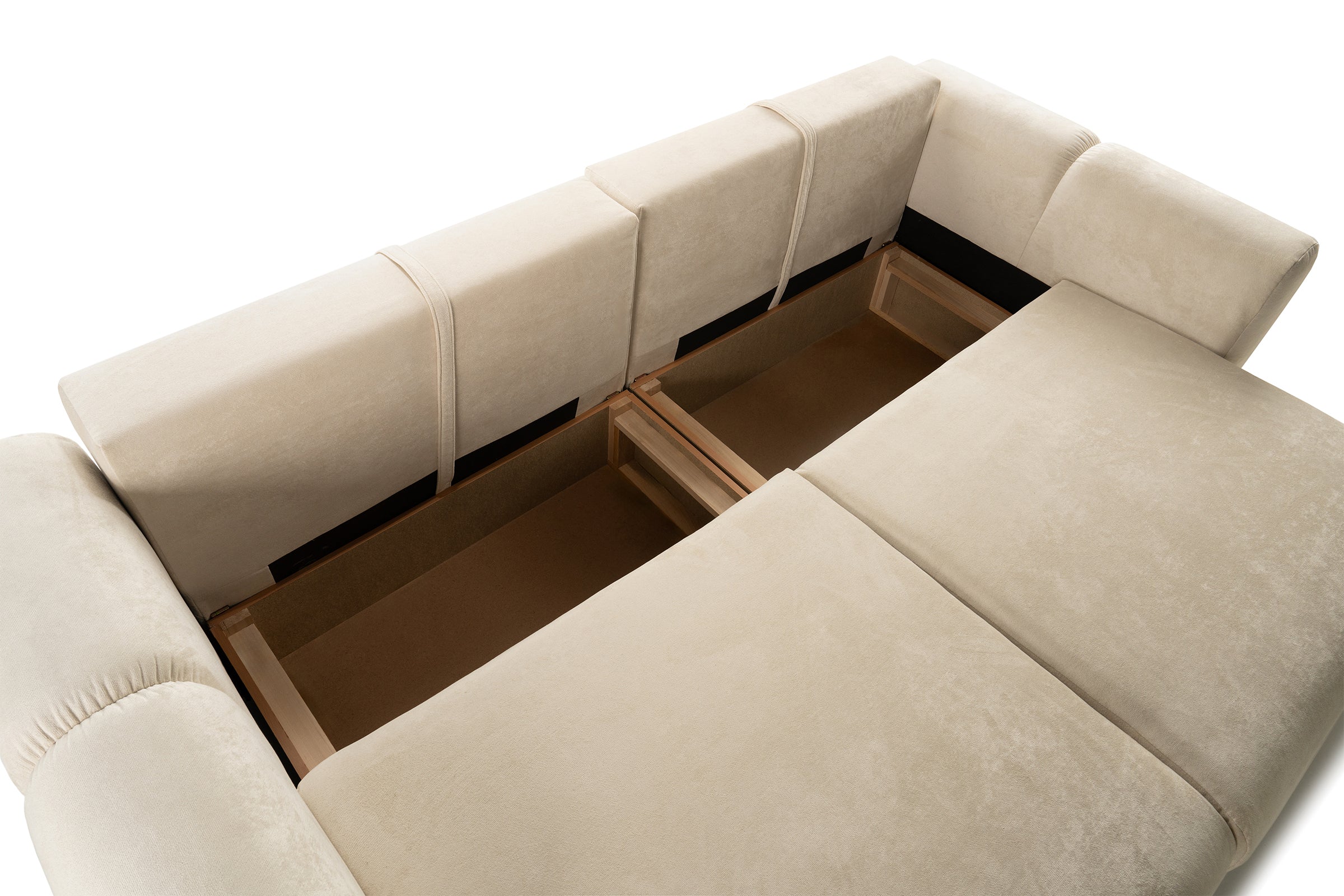 Canapea Extensibilă 3 locuri GEORGIA, cu 2 lăzi depozitare, 248x110x90 cm #color_Bej-Havana