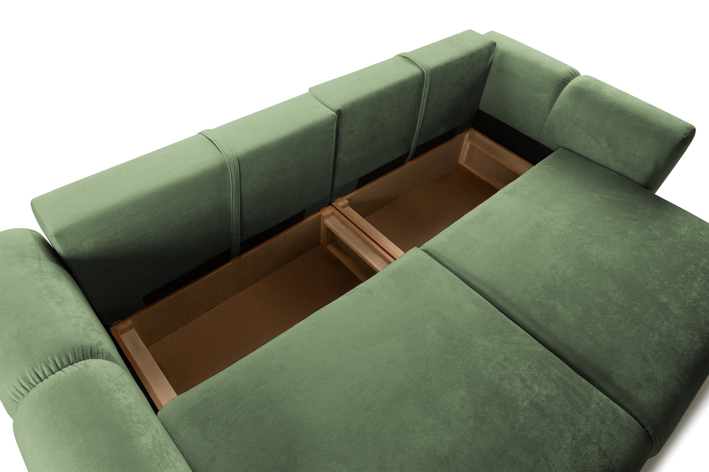 Canapea Extensibilă 3 locuri GEORGIA, cu 2 lăzi depozitare, 248x110x90 cm #color_Verde-Havana