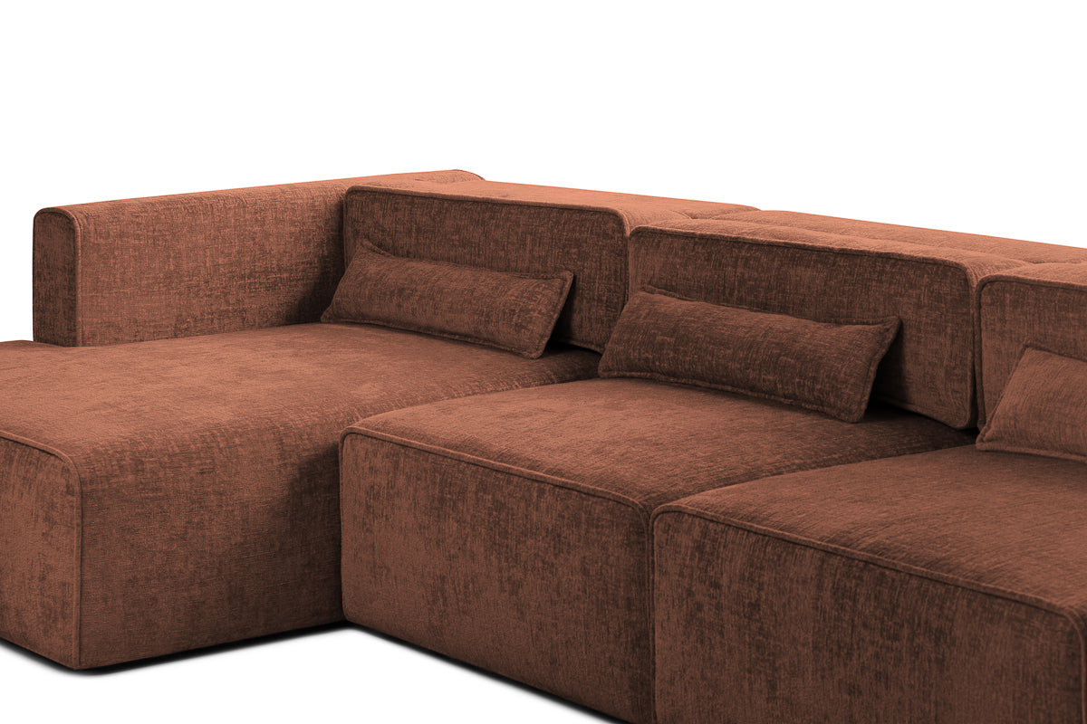 Colțar Extensibil 5 locuri ZANETTO, cu ladă de depozitare, 340x160x70 cm, #color_Bordeaux-Onyx