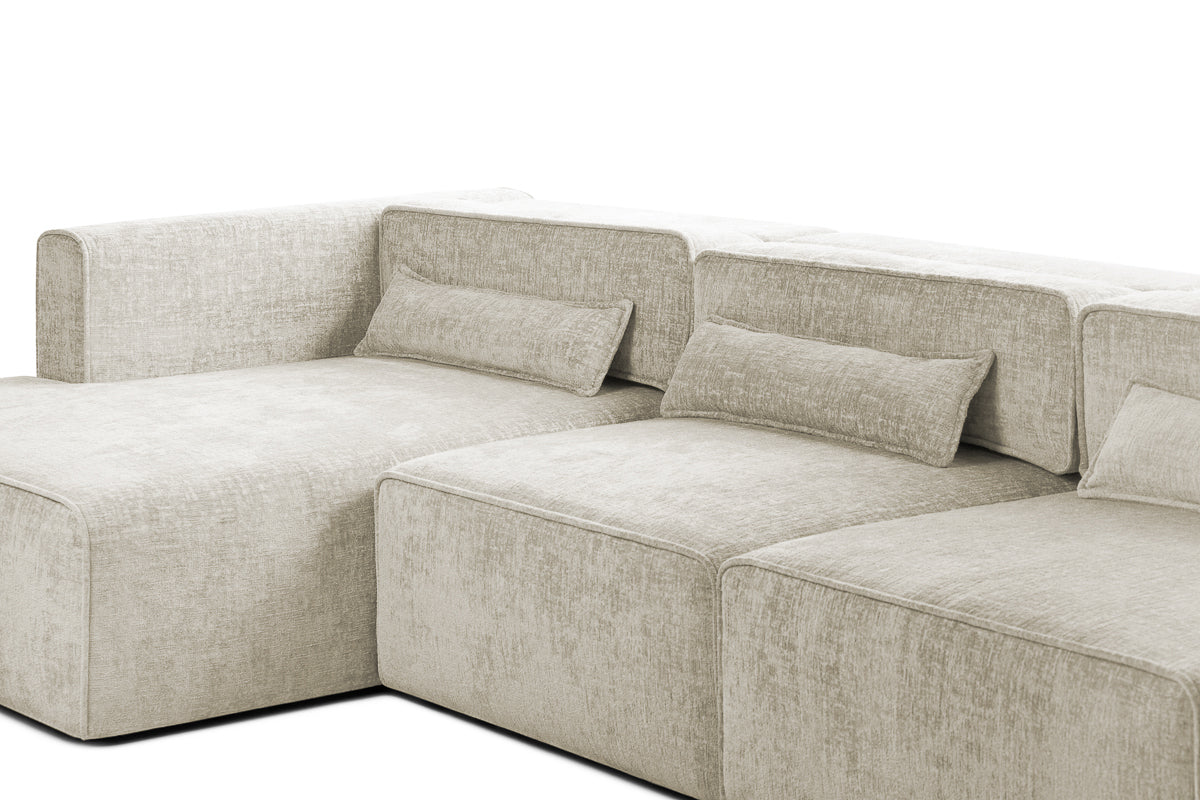 Colțar Extensibil 5 locuri ZANETTO, cu ladă de depozitare, 340x160x70 cm, #color_Crem-Onyx