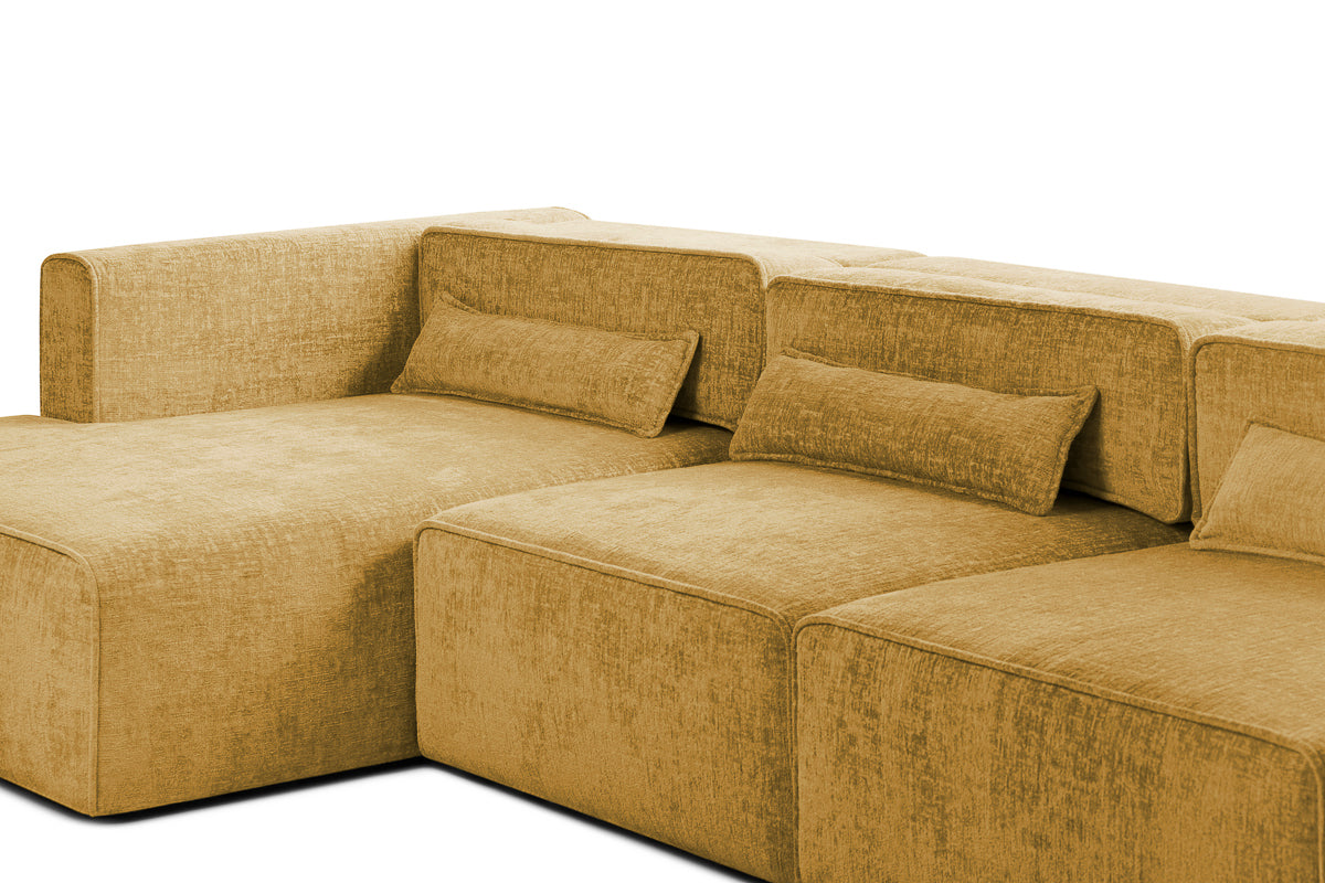 Colțar Extensibil 5 locuri ZANETTO, cu ladă de depozitare, 340x160x70 cm, #color_Galben-Onyx