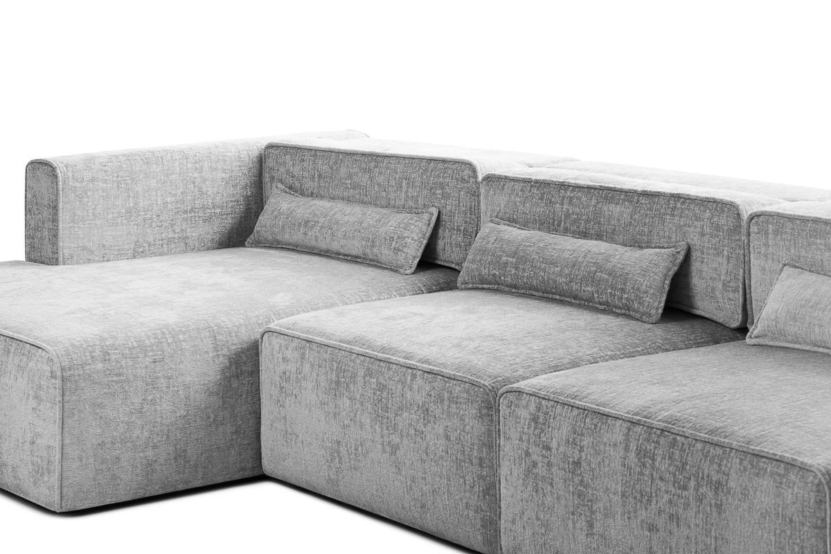 Colțar Extensibil 5 locuri ZANETTO, cu ladă de depozitare, 340x160x70 cm, #color_Gri-Argintiu-Onyx