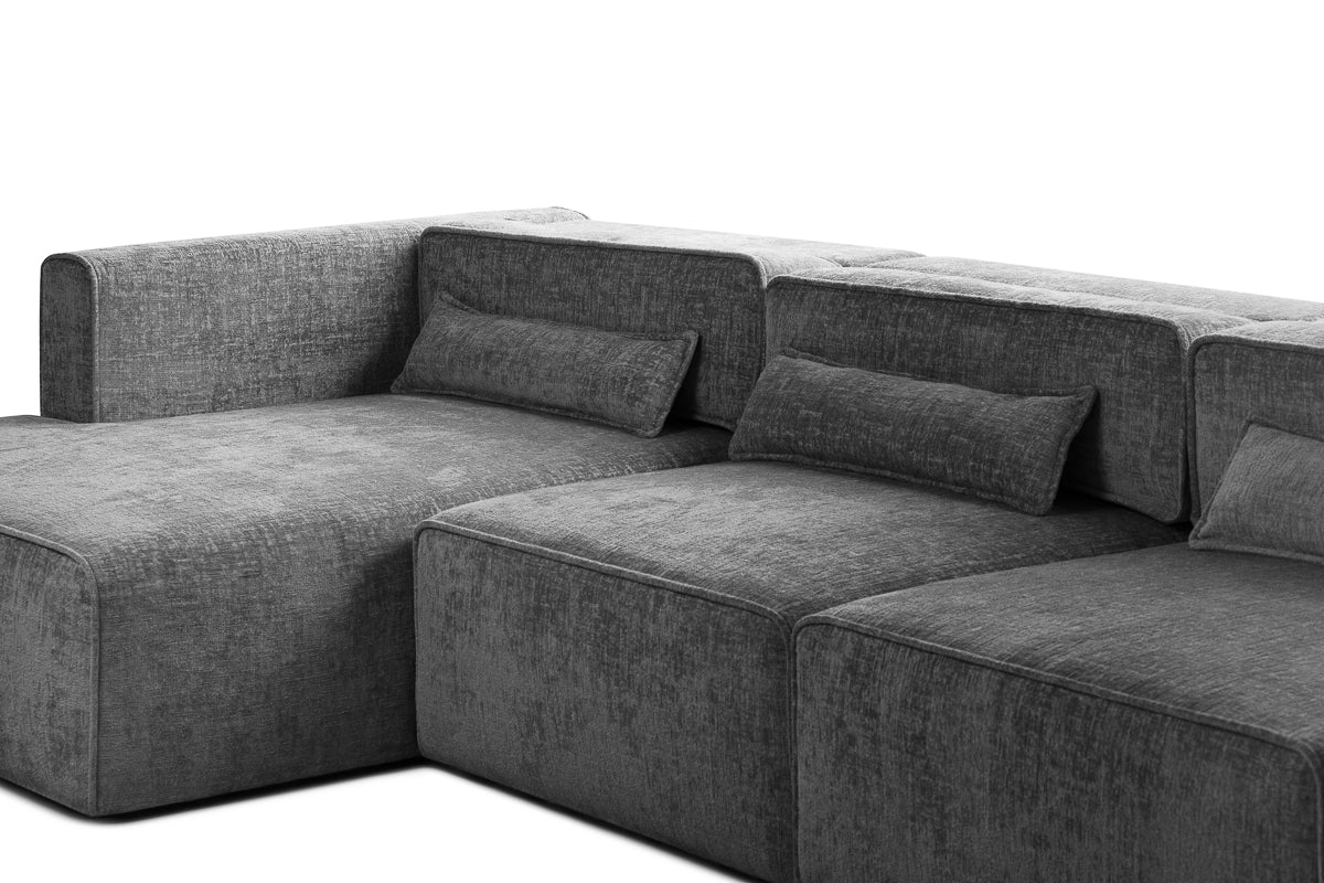 Colțar Extensibil 5 locuri ZANETTO, cu ladă de depozitare, 340x160x70 cm, #color_Gri-Onyx