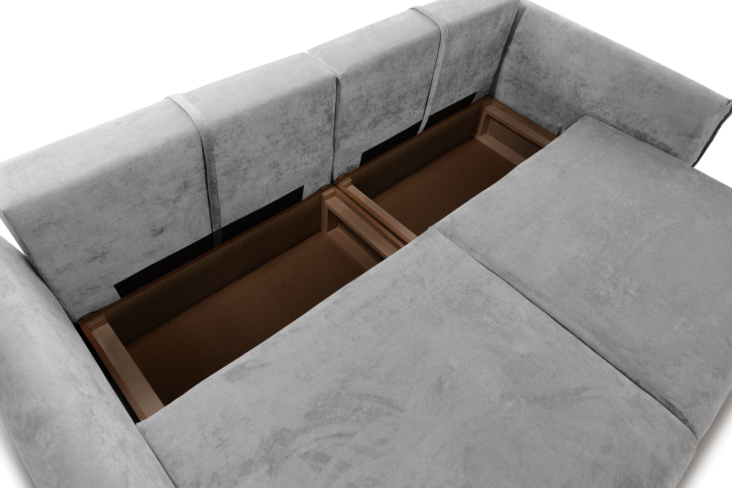 Canapea Extensibilă 3 locuri OSAKA, cu ladă depozitare, 238x110x90 cm #color_Gri-Deschis-Havana