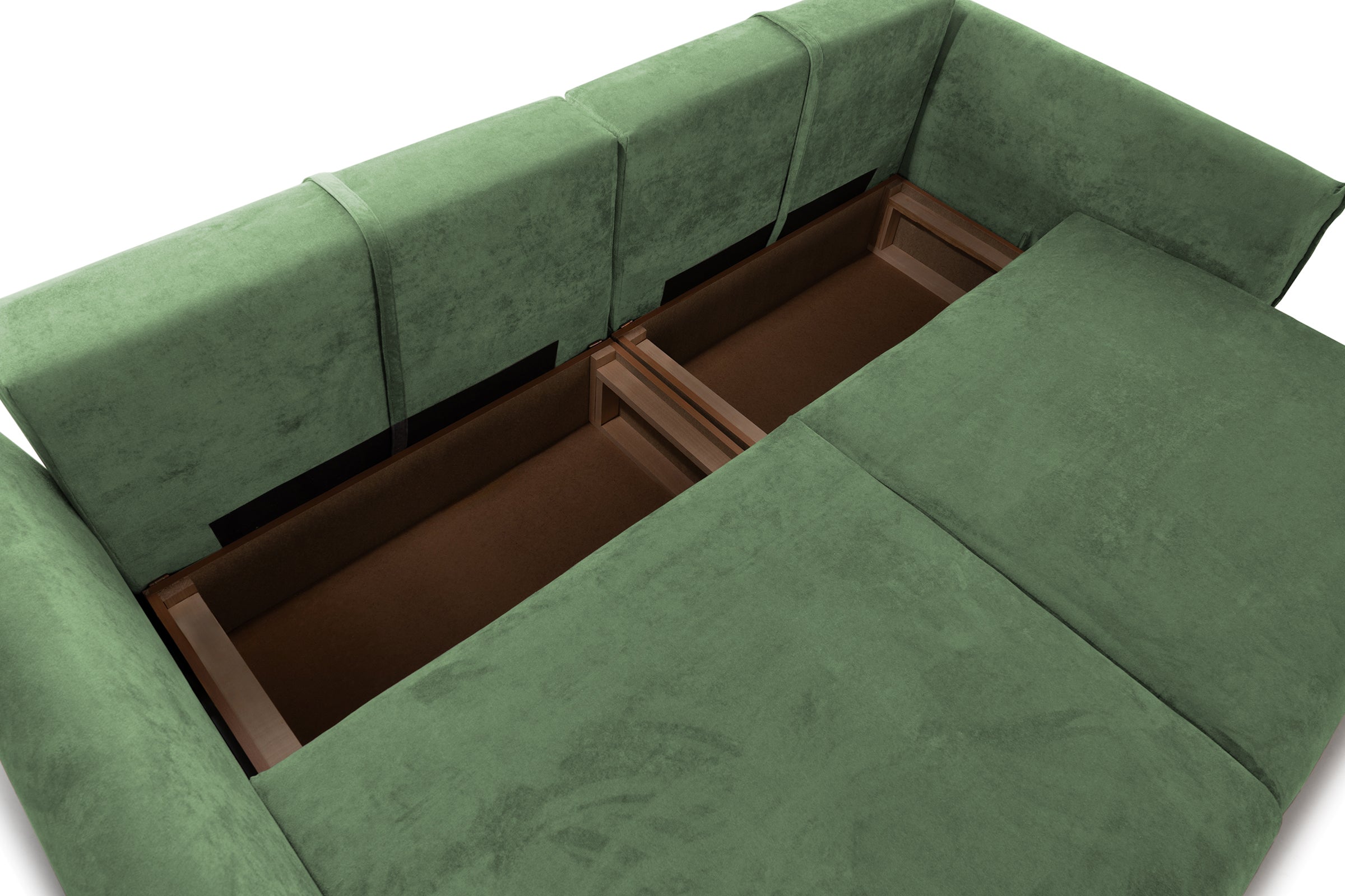 Canapea Extensibilă 3 locuri OSAKA, cu ladă depozitare, 238x110x90 cm #color_Verde-Havana