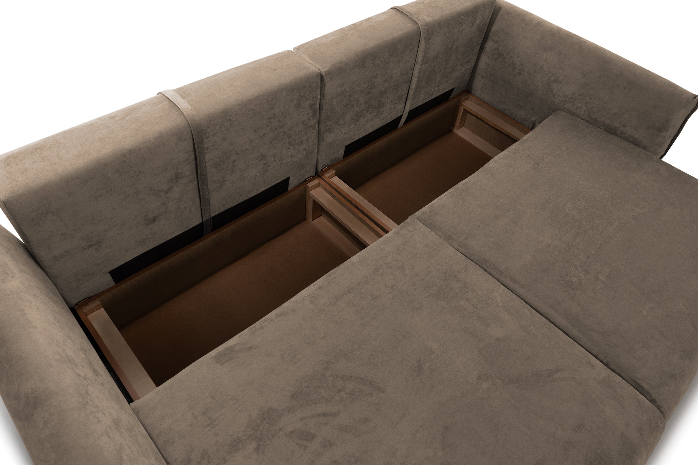 Canapea Extensibilă 3 locuri OSAKA, cu ladă depozitare, 238x110x90 cm #color_Cafe-Havana