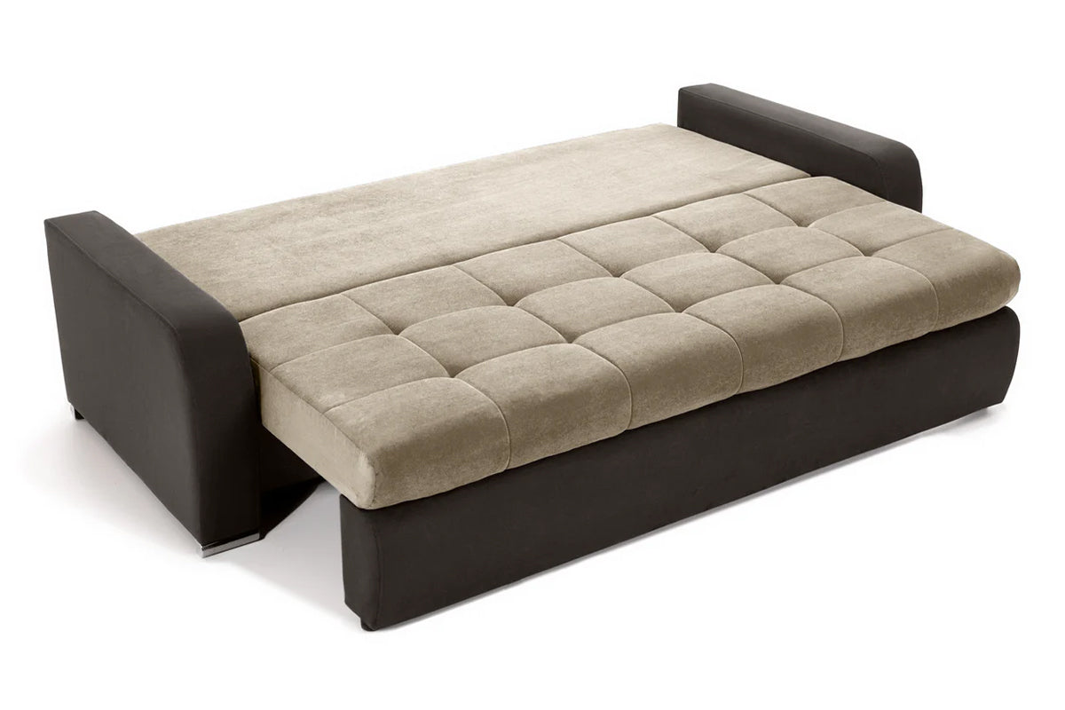 Canapea Extensibilă 3 locuri VENETIA, cu ladă de depozitare, 220x100x90 cm, #color_Bej-Cafeniu-Enjoy