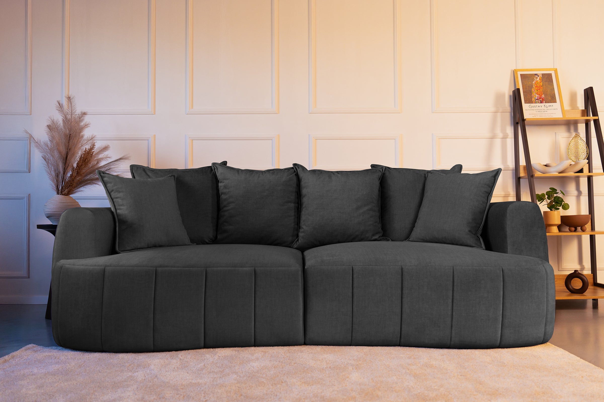 Canapea Extensibilă 3 locuri SAMBA, cu 2 lăzi depozitare, 242x127x90 cm, #Color_Gri-Vogue