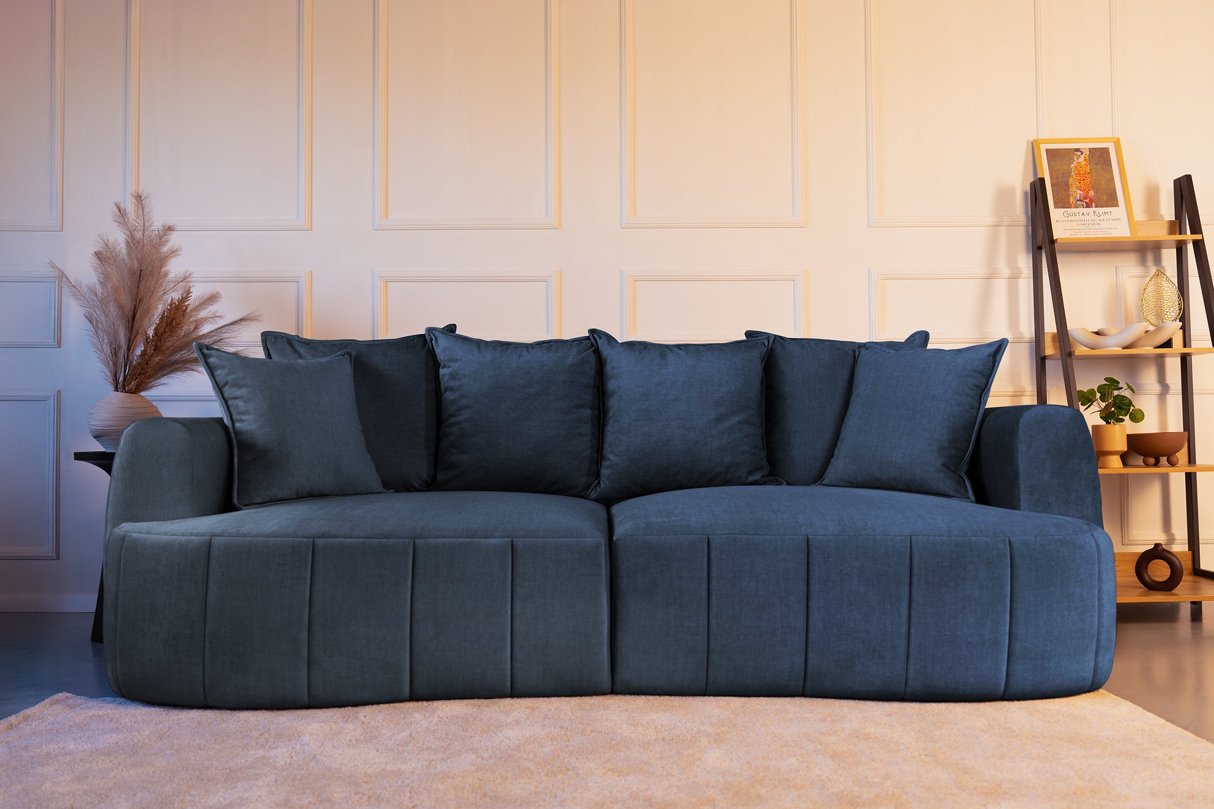 Canapea Extensibilă 3 locuri SAMBA, cu 2 lăzi depozitare, 242x127x90 cm, #Color_Albastru-Vogue