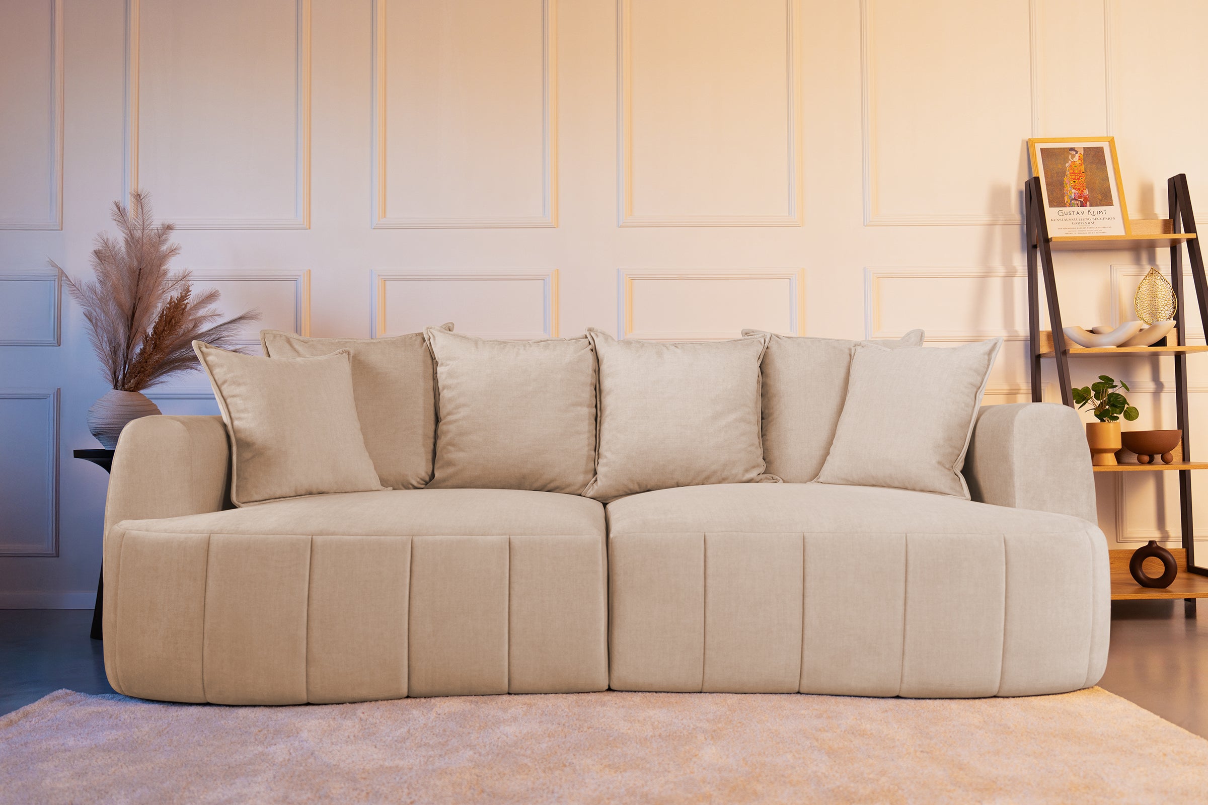 Canapea Extensibilă 3 locuri SAMBA, cu 2 lăzi depozitare, 242x127x90 cm, #Color_Bej-Vogue