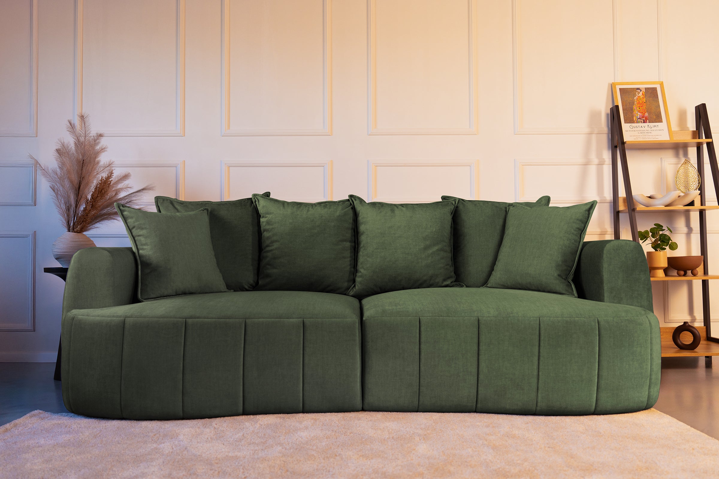 Canapea Extensibilă 3 locuri SAMBA, cu 2 lăzi depozitare, 242x127x90 cm, #Color_Verde-Vogue