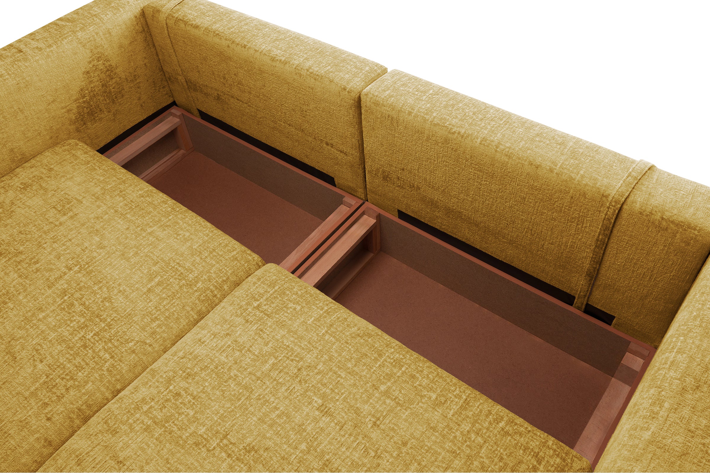 Colțar Extensibil 5 locuri ZANETTO, cu ladă de depozitare, 340x160x70 cm, #color_Galben-Onyx