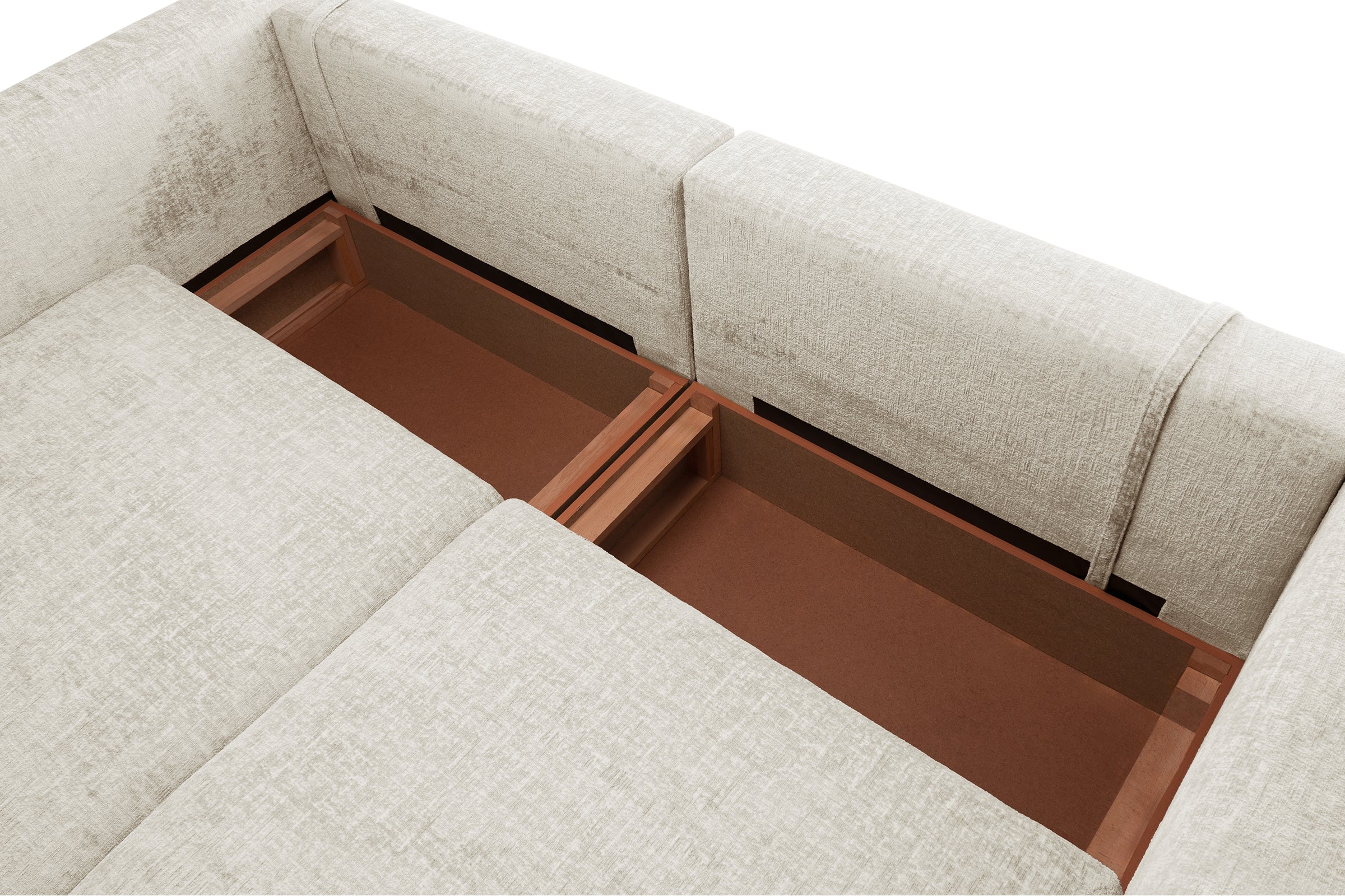 Colțar Extensibil 5 locuri ZANETTO, cu ladă de depozitare, 340x160x70 cm, #color_Crem-Onyx