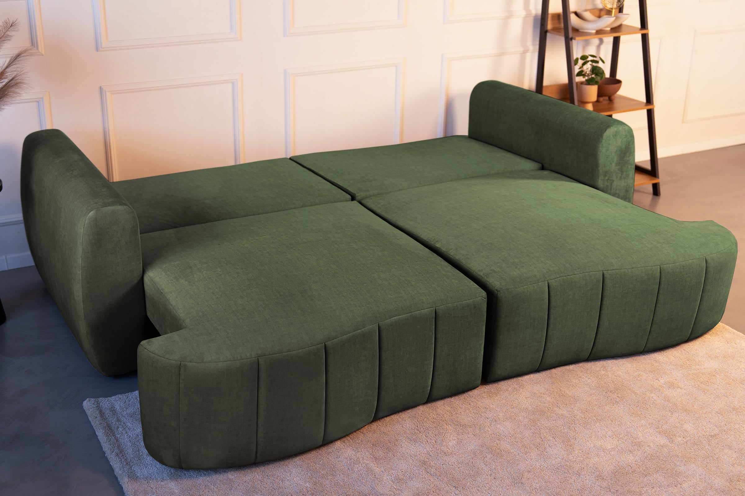 Canapea Extensibilă 3 locuri SAMBA, cu 2 lăzi depozitare, 242x127x90 cm, #Color_Verde-Vogue