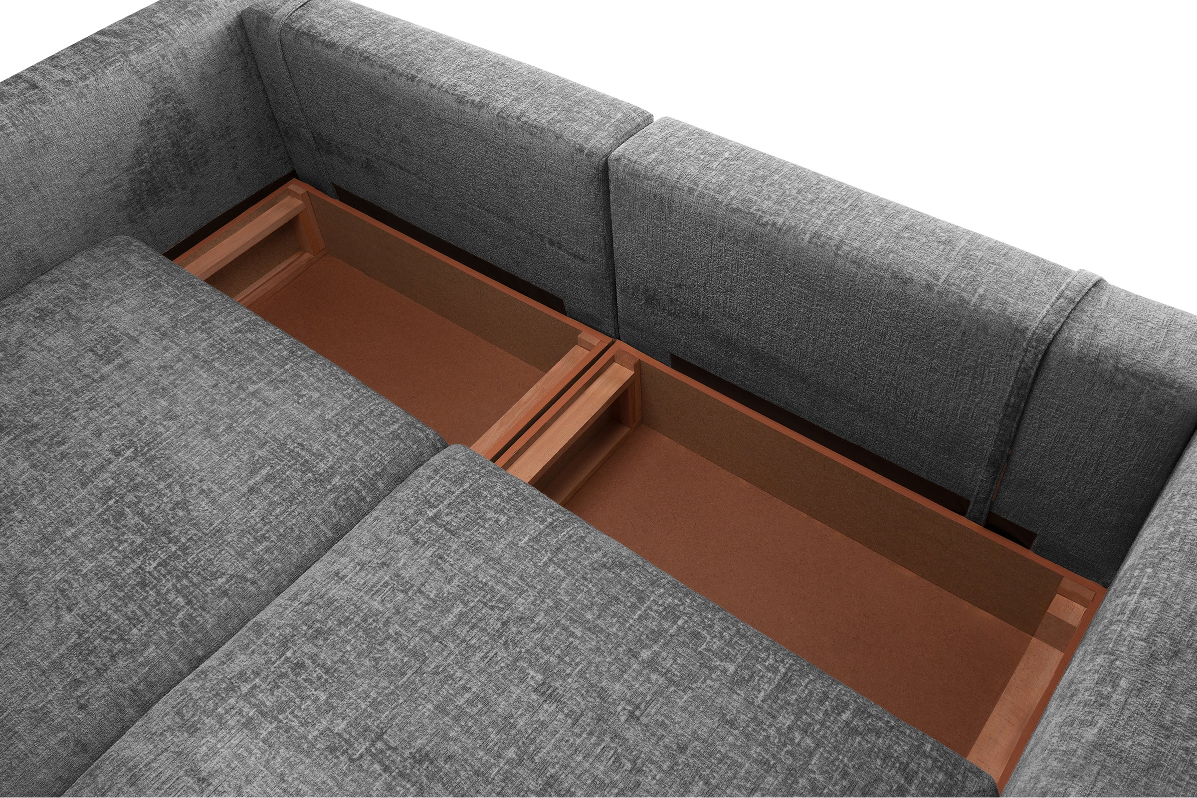 Colțar Extensibil 5 locuri ZANETTO, cu ladă de depozitare, 340x160x70 cm, #color_Gri-Onyx