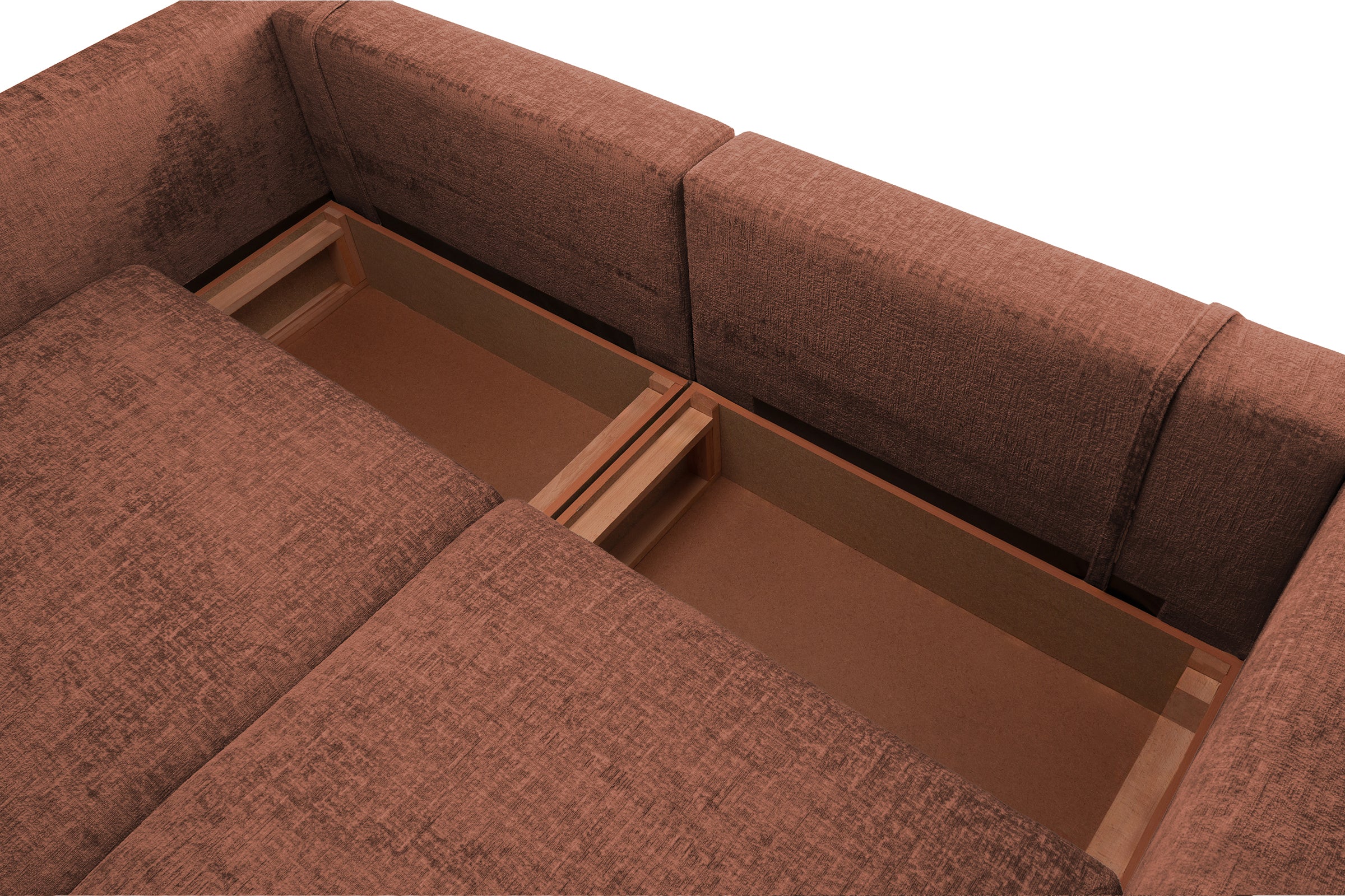 Colțar Extensibil 5 locuri ZANETTO, cu ladă de depozitare, 340x160x70 cm, #color_Bordeaux-Onyx