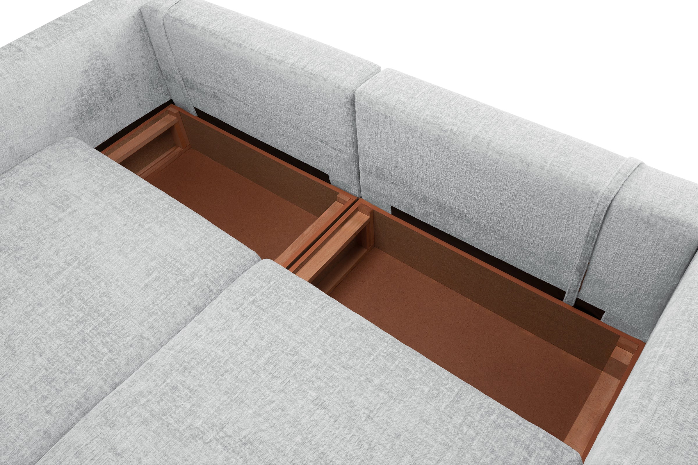 Colțar Extensibil 5 locuri ZANETTO, cu ladă de depozitare, 340x160x70 cm, #color_Gri-Argintiu-Onyx