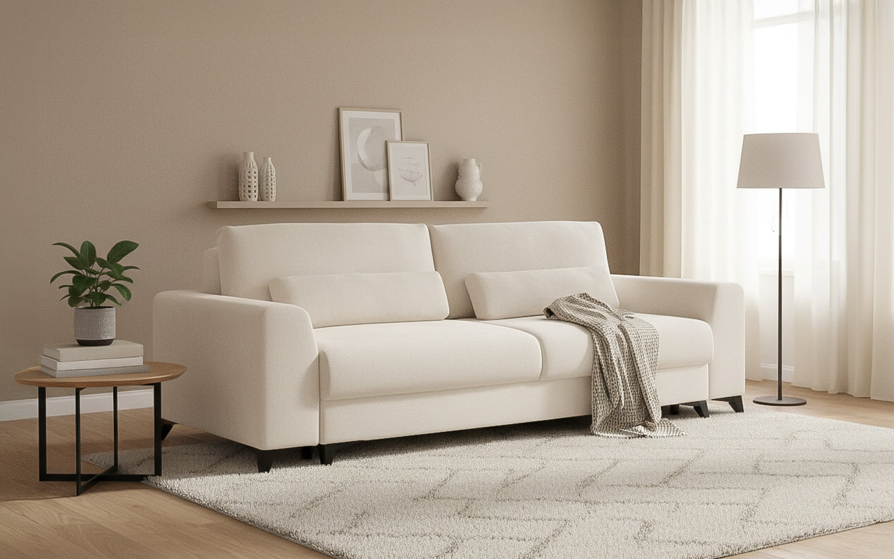 Canapea Extensibilă 3 locuri TIVOLI, 240x105x95 cm, #color_Crem-Mystery