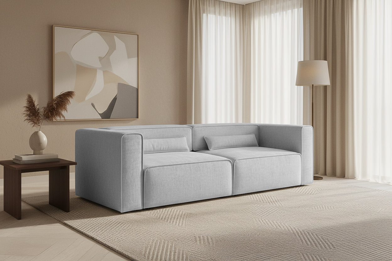 Canapea Extensibilă 3 locuri ZANETTO, cu 2 lăzi depozitare, 240x100x70 cm, #color_Gri-Argintiu-Onyx