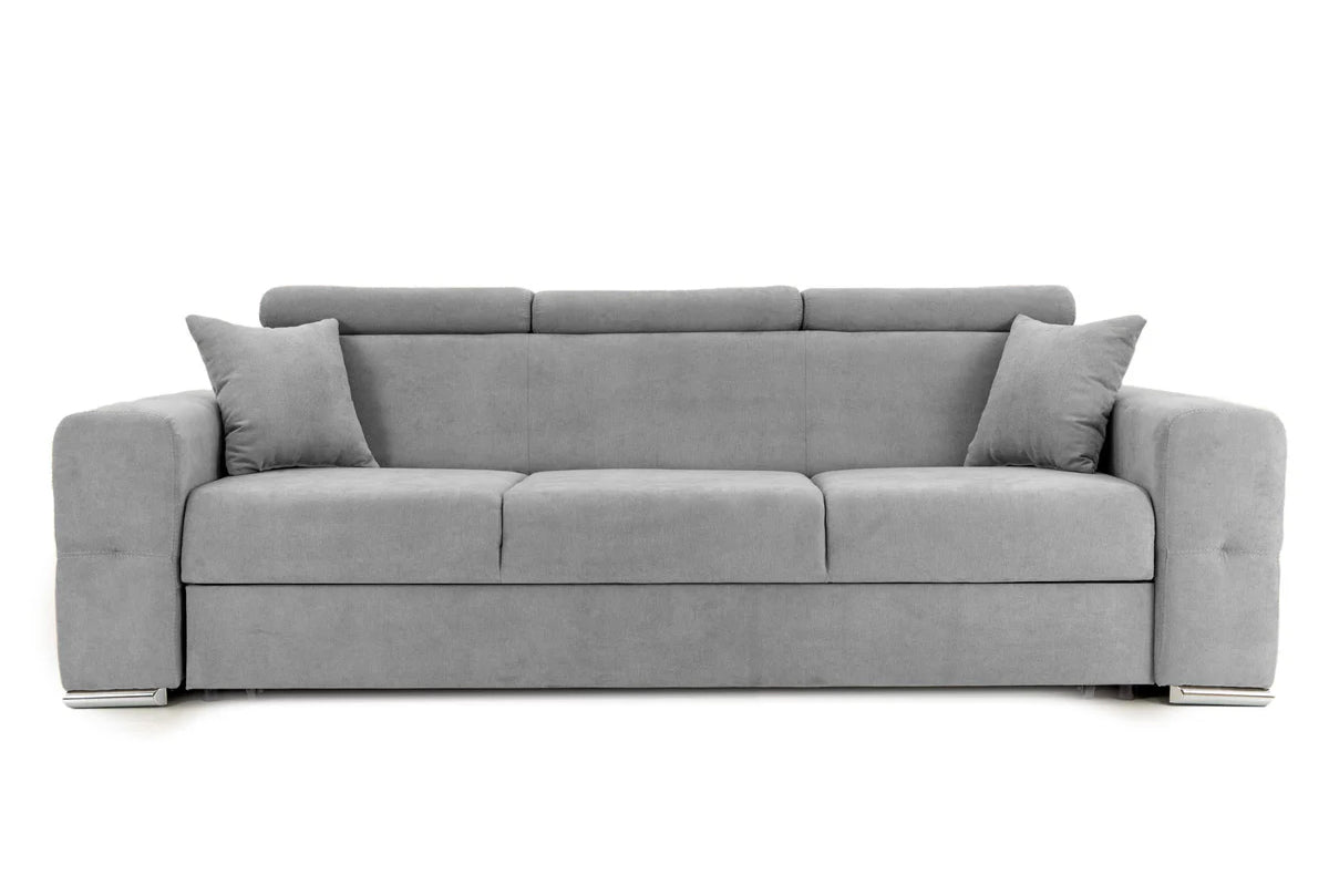 Canapea Extensibila 3 locuri BELLAGIO, cu tetiere, 235x95x85 cm - Prestigehome.ro - Canapea 3 Locuri - Prestige - #color_Gri-Deschis-Enjoy