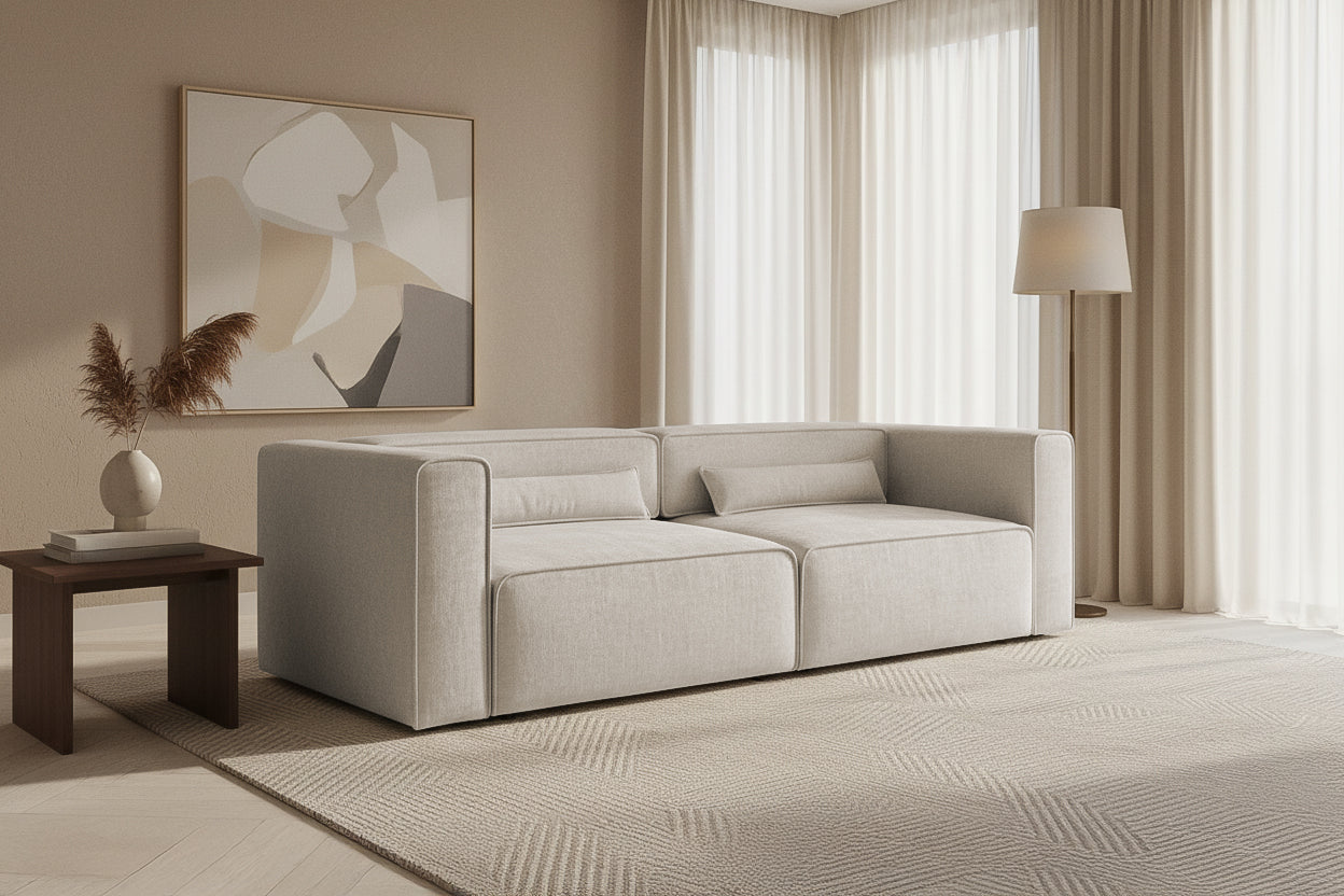 Canapea Extensibilă 3 locuri ZANETTO, cu 2 lăzi depozitare, 240x100x70 cm, #color_Crem-Onyx