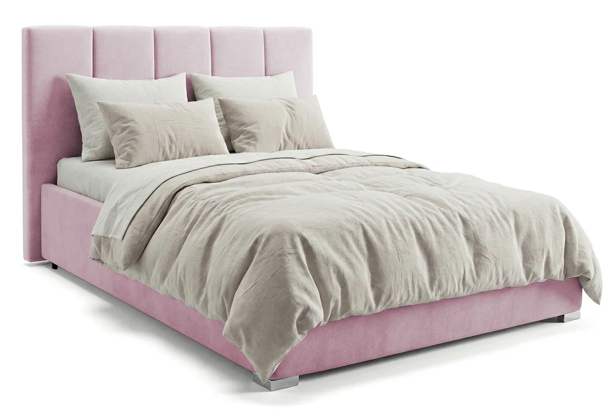 Pat Tapițat Luna, cu somieră rabatabilă și ladă de depozitare, 140x200 cm, Lavanda - Outlet