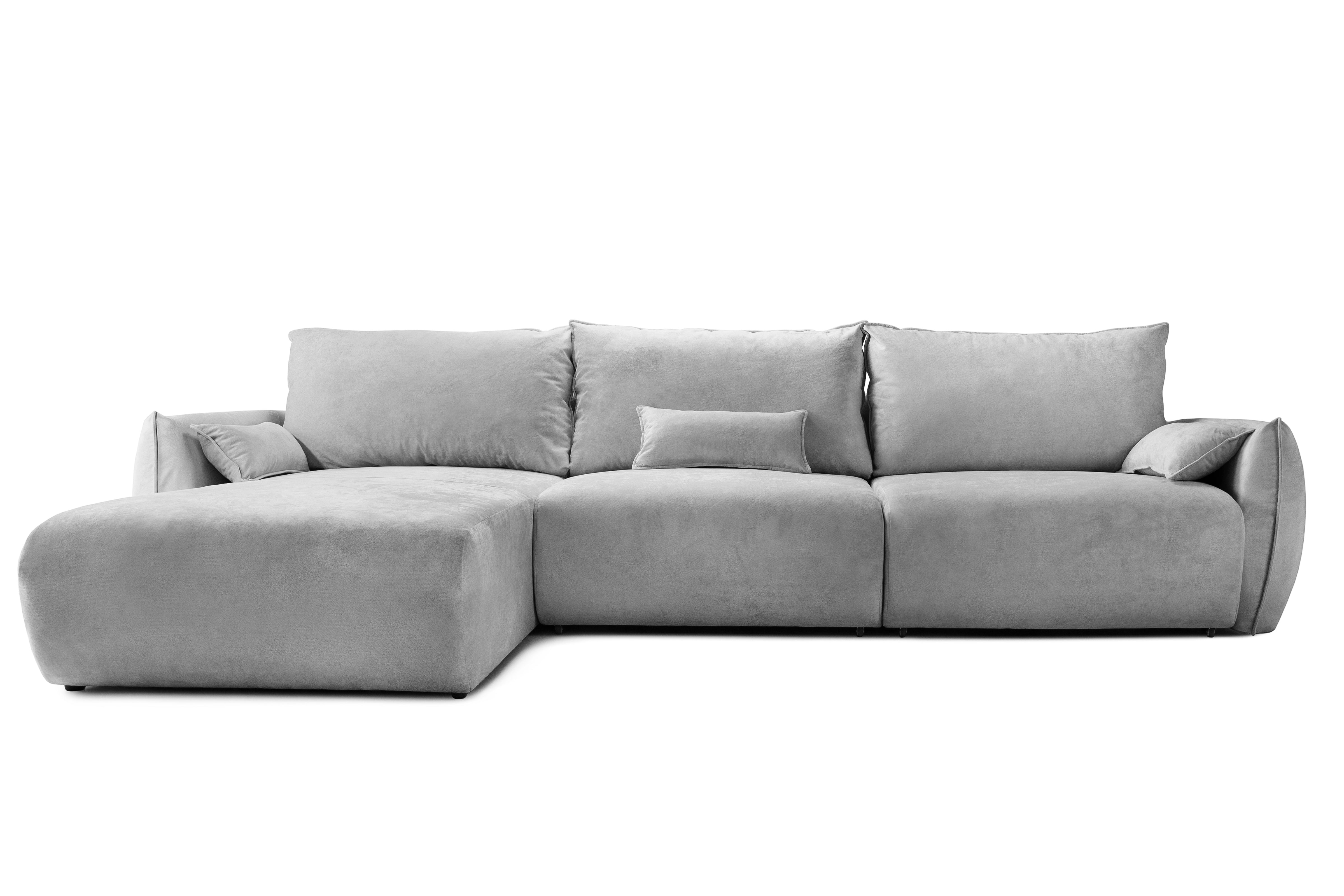 Colțar Extensibil OSAKA, cu 2 lăzi depozitare, șezlong interschimbabil, 338x190x87 cm, #color_Gri-Deschis-Havana