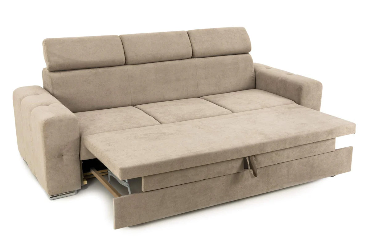 Canapea Extensibila 3 locuri BELLAGIO, cu tetiere, 235x95x85 cm - Prestigehome.ro - Canapea 3 Locuri - Prestige - #color_bej-enjoy