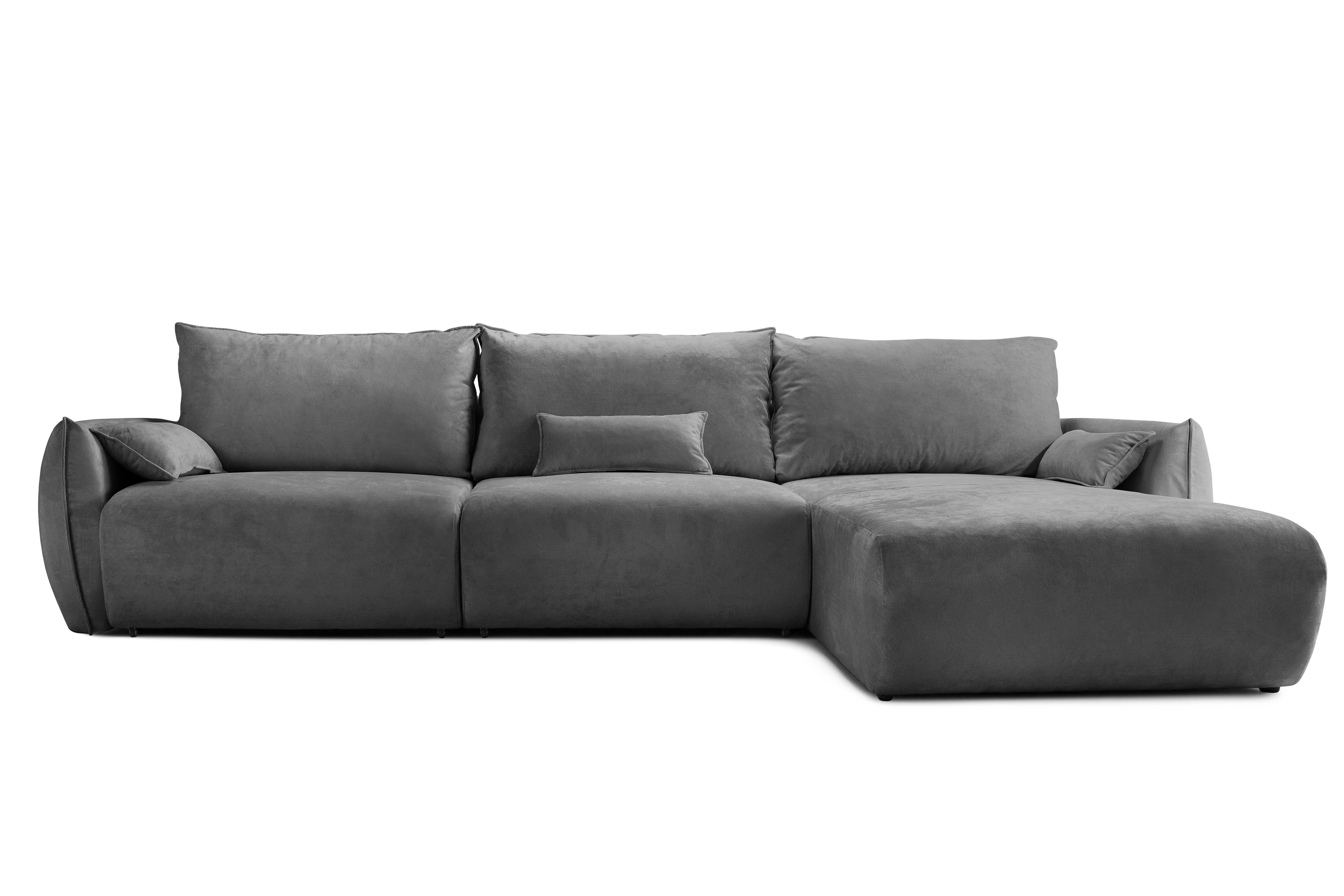 Colțar Extensibil OSAKA, cu 2 lăzi depozitare, șezlong interschimbabil, 338x190x87 cm, #color_Gri-Inchis-Havana