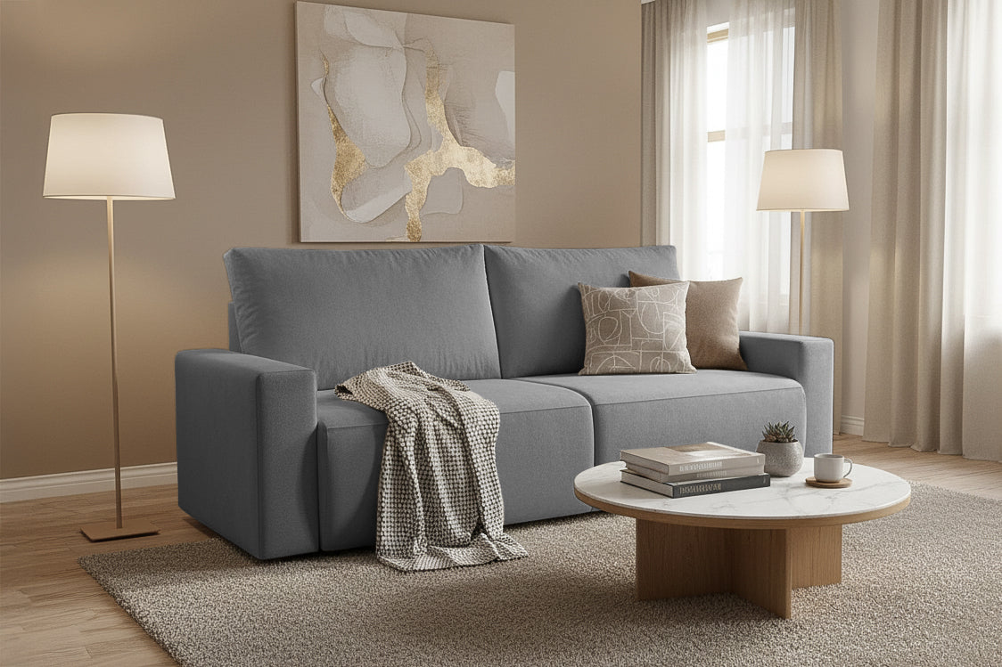 Canapea Extensibilă 3 locuri KENZO, 235x100x93 cm, #color_Gri-Cenusiu-Memphis