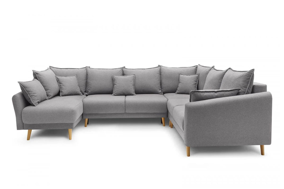 Colțar Panoramic Extensibil JULIET, cu ladă de depozitare, variante stânga/dreapta, 316x246x95 cm - Prestigehome.ro - Canapea - Prestige #color_Gri-Deschis-Como