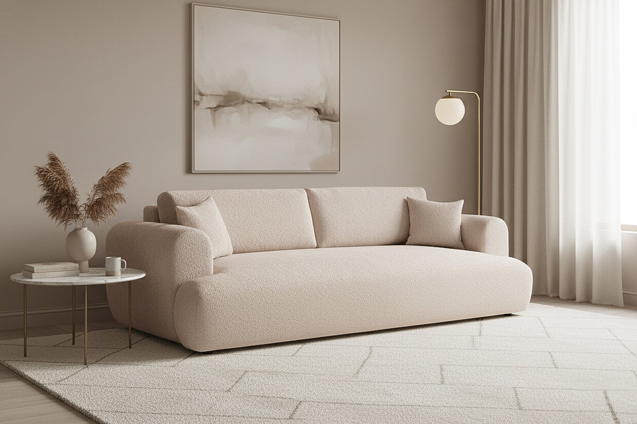 Canapea Extensibilă 3 locuri NOA, cu ladă depozitare, 244x108x80 cm, #color_Crem-Anthology