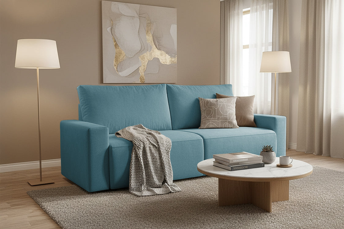 Canapea Extensibilă 3 locuri KENZO, 235x100x93 cm, #color_Albastru-Memphis